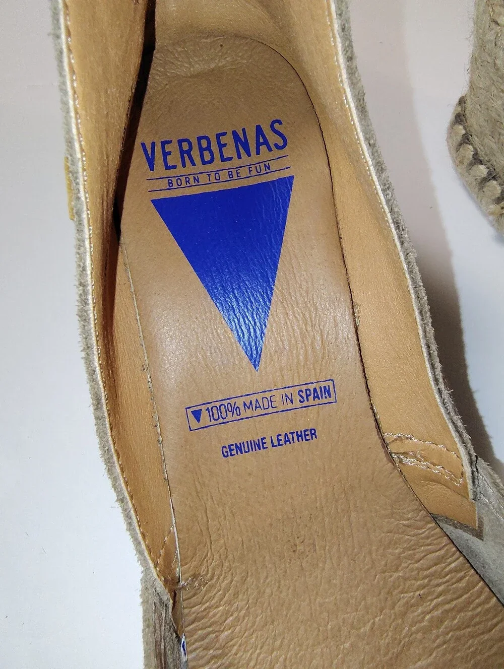 Verbenas Women's Mamen Suede Slip-On Wedge Espadrilles in Stone Made In Spain 39